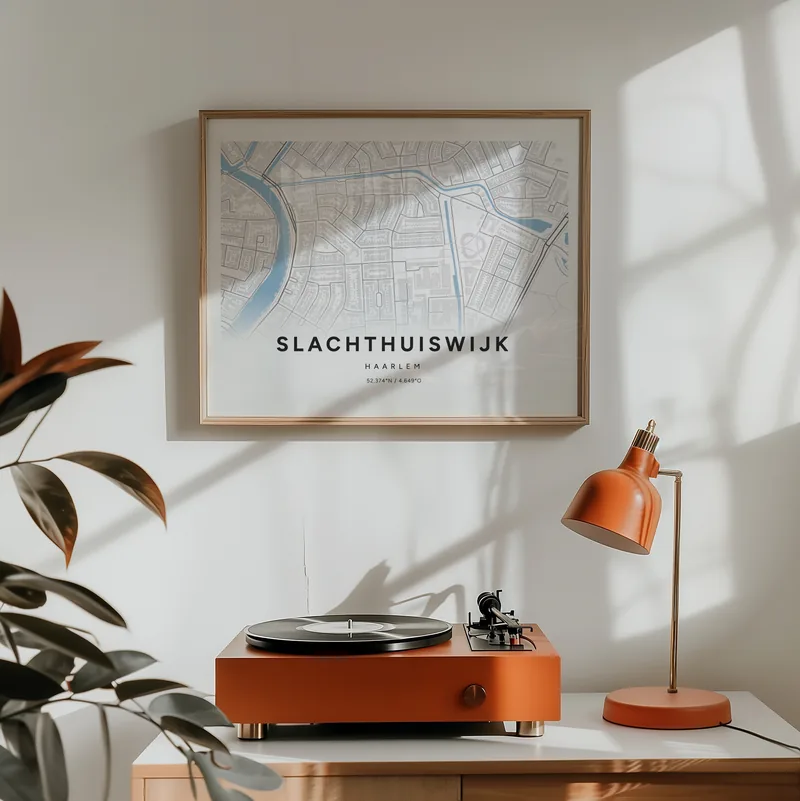 Slachthuiswijk, Haarlem: poster in Steen, in een voorbeeldkamer
