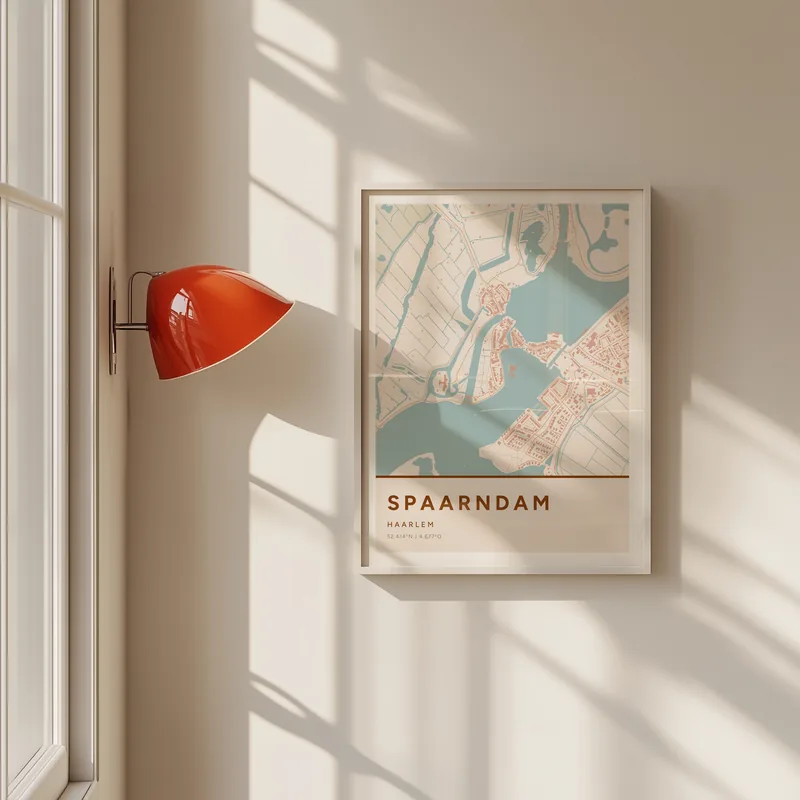 Spaarndam, Haarlem: poster in Terracotta, in een voorbeeldkamer
