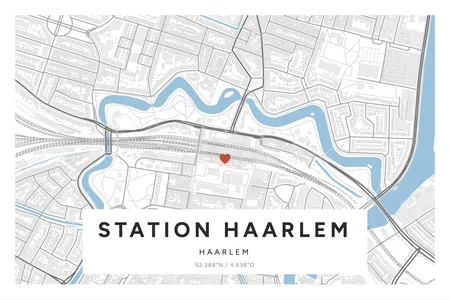 Station Haarlem, Haarlem: poster in Steen, indeling Etiket, 40 × 60 liggend, met een hart op de plek