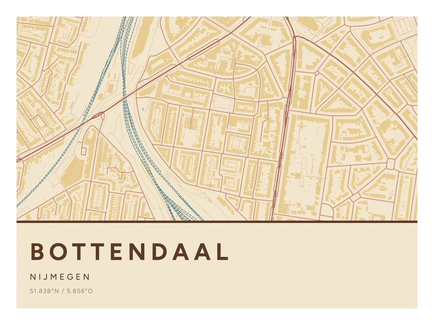 Nijmegen, Bottendaal: poster in Nautisch, indeling Streep, 30 × 40 liggend