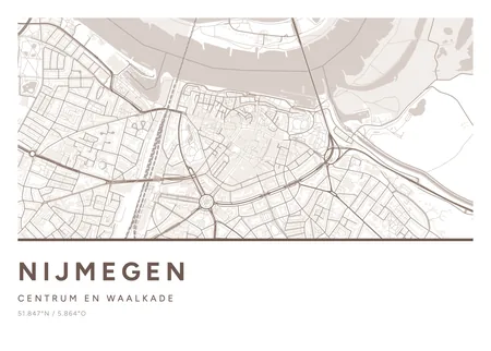 Centrum en Waalkade, Nijmegen: poster in Mauve, indeling Streep, 50 × 70 liggend