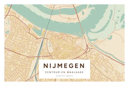 Centrum en Waalkade, Nijmegen: poster in Nautisch, indeling Etiket, 40 × 60 liggend