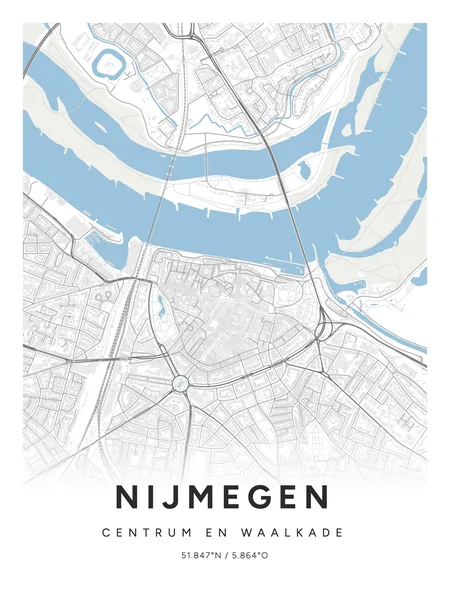 Centrum en Waalkade, Nijmegen: poster in Steen, indeling Verloop, 30 × 40