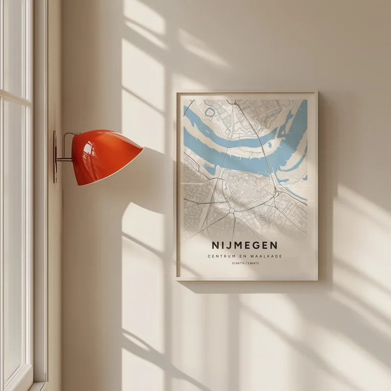 Kaartposter van Nijmegen in Steen