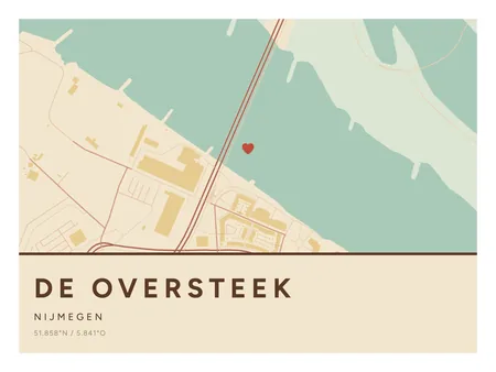 De Oversteek, Nijmegen: poster in Nautisch, indeling Streep, 30 × 40 liggend, met een hart op de plek