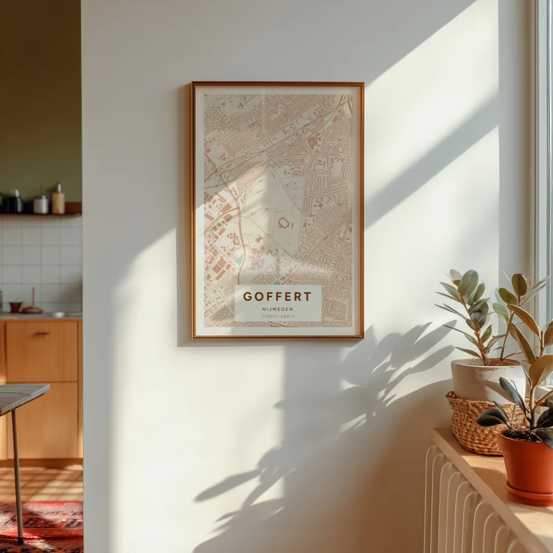 Goffert, Nijmegen: poster in Terracotta, in een voorbeeldkamer