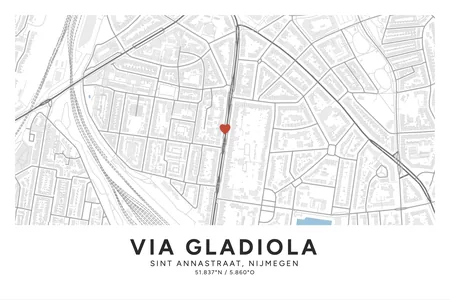 Sint Annastraat (Via Gladiola), Nijmegen: poster in Steen, indeling Klassiek, 40 × 60 liggend, met een hart op de plek