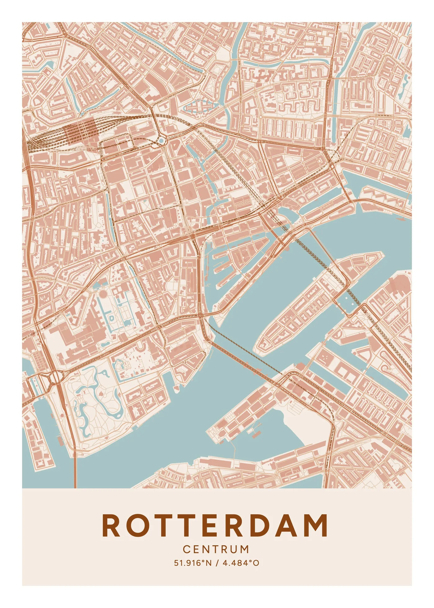 Rotterdam, Centrum: poster in Terracotta, indeling Klassiek, 50 × 70