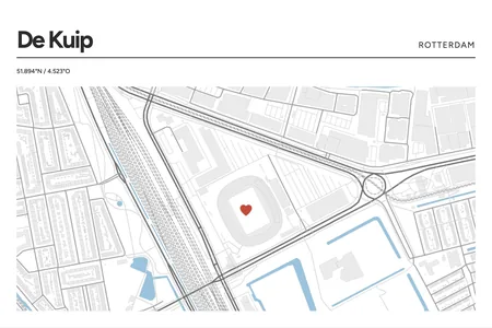 De Kuip, Rotterdam: poster in Steen, indeling Kop, 40 × 60 liggend, met een hart op de plek