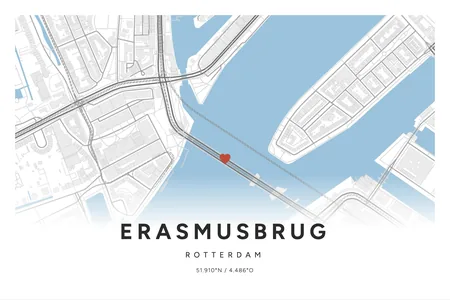 Erasmusbrug, Rotterdam: poster in Steen, indeling Verloop, 40 × 60 liggend, met een hart op de plek