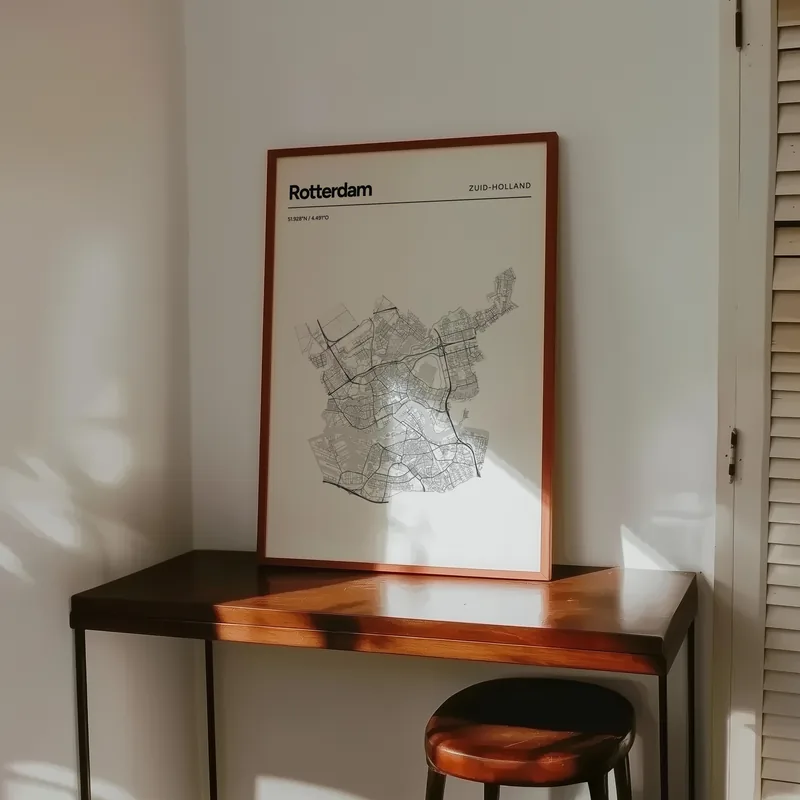 Kaartposter van Rotterdam in Lijn