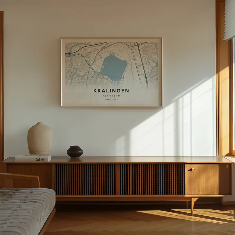 Kralingen, Rotterdam: poster in Steen, in een voorbeeldkamer