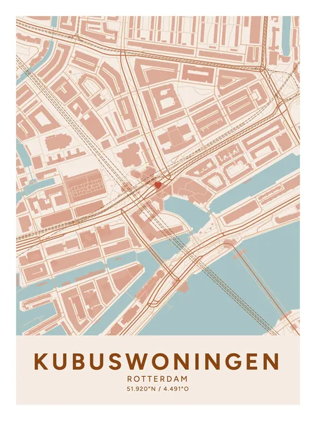 Kubuswoningen, Rotterdam: poster in Terracotta, indeling Klassiek, 30 × 40, met een hart op de plek