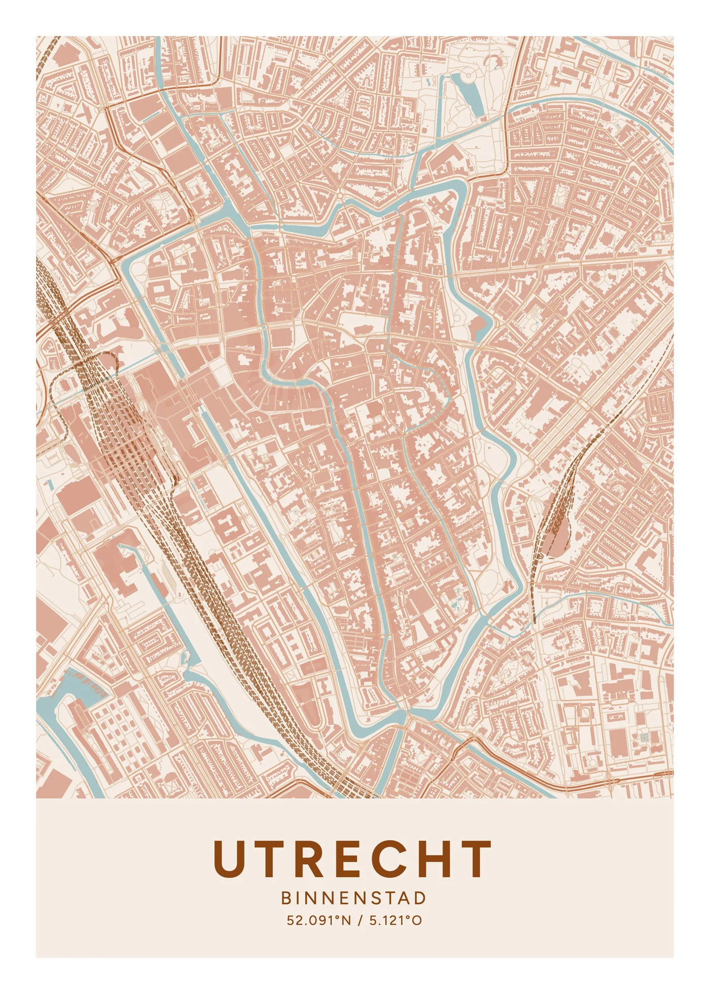 Utrecht, Binnenstad: poster in Terracotta, indeling Klassiek, 50 × 70