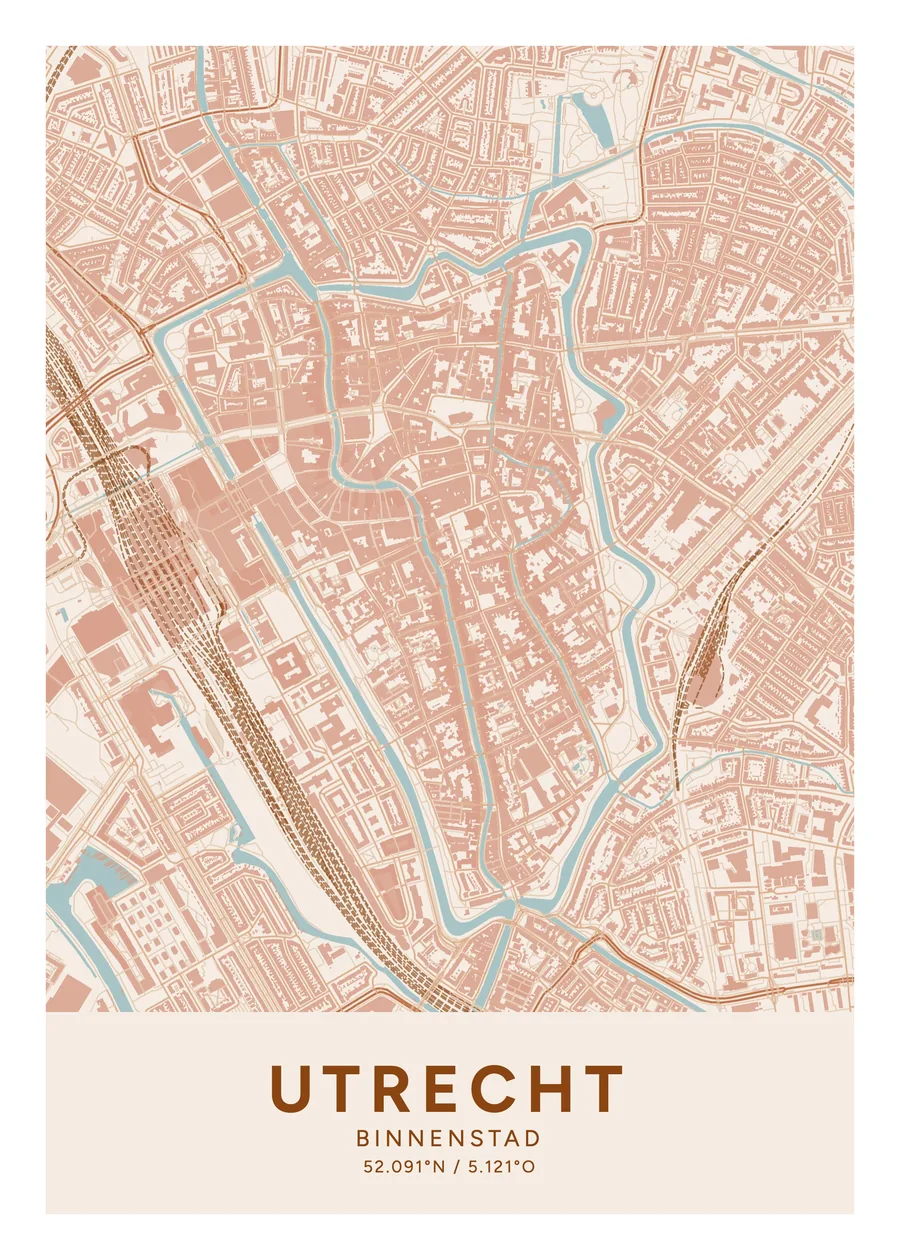 Binnenstad, Utrecht: poster in het thema Terracotta, indeling Klassiek