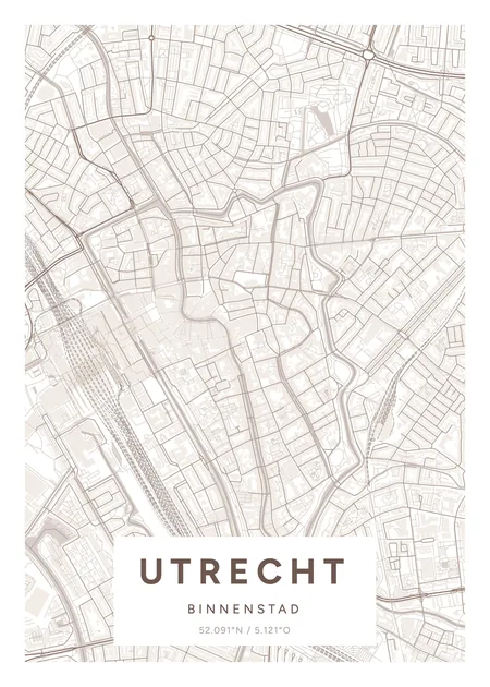 Binnenstad, Utrecht: poster in Mauve, indeling Etiket, 50 × 70