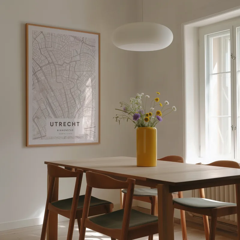 Kaartposter van Utrecht in Mauve