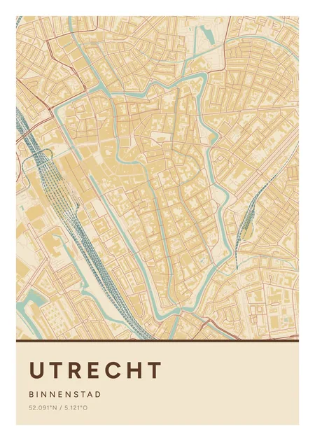 Binnenstad, Utrecht: poster in Nautisch, indeling Streep, 50 × 70