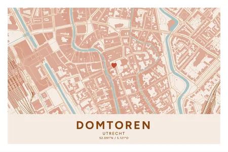Domtoren, Utrecht: poster in Terracotta, indeling Klassiek, 40 × 60 liggend, met een hart op de plek