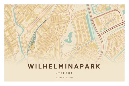Poster Utrecht, Wilhelminapark in Nautisch, 40 × 60 liggend