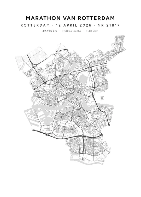 Voorbeeldposter van de Marathon van Rotterdam in Lijn, op 50 × 70 cm