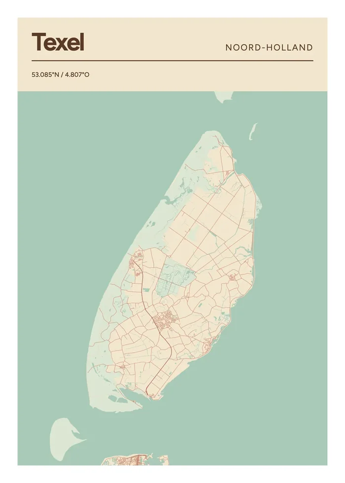 Poster van Texel in Nautisch: het hele eiland binnen zijn grens